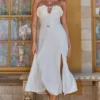 Under The Sun Tied Bust Midi Dress White