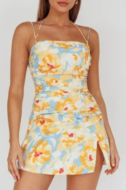 So Cliche Lace-Up Back Mini Dress Floral Orange -Cheap Dress Store 64159B 20ORANGE 4