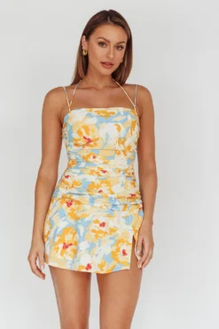 So Cliche Lace-Up Back Mini Dress Floral Orange -Cheap Dress Store 64159B 20ORANGE 5