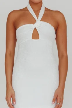 Mari Halterneck Midi Dress White -Cheap Dress Store 64194H 20WHITE 4