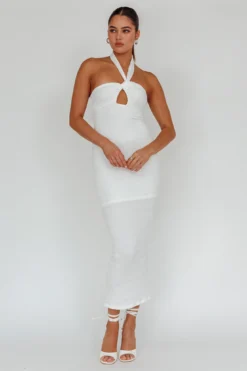 Mari Halterneck Midi Dress White -Cheap Dress Store 64194H 20WHITE 5