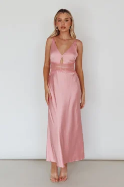 Honeybee Lace Trim Maxi Dress Blush -Cheap Dress Store AH0040D 20BLUSH 8