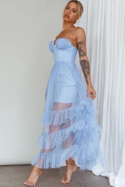 Moonlight Sonata Ruffle Mesh Maxi Dress Sky Blue -Cheap Dress Store AH0065H 20SKY 20BLUE 5