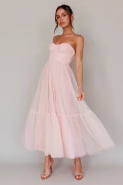 Dancing With Me Sweetheart Tulle Midi Dress Pink -Cheap Dress Store AH0108D 20PINK 2