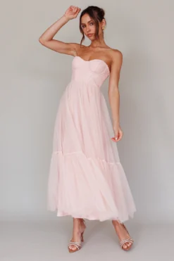 Dancing With Me Sweetheart Tulle Midi Dress Pink -Cheap Dress Store AH0108D 20PINK 6