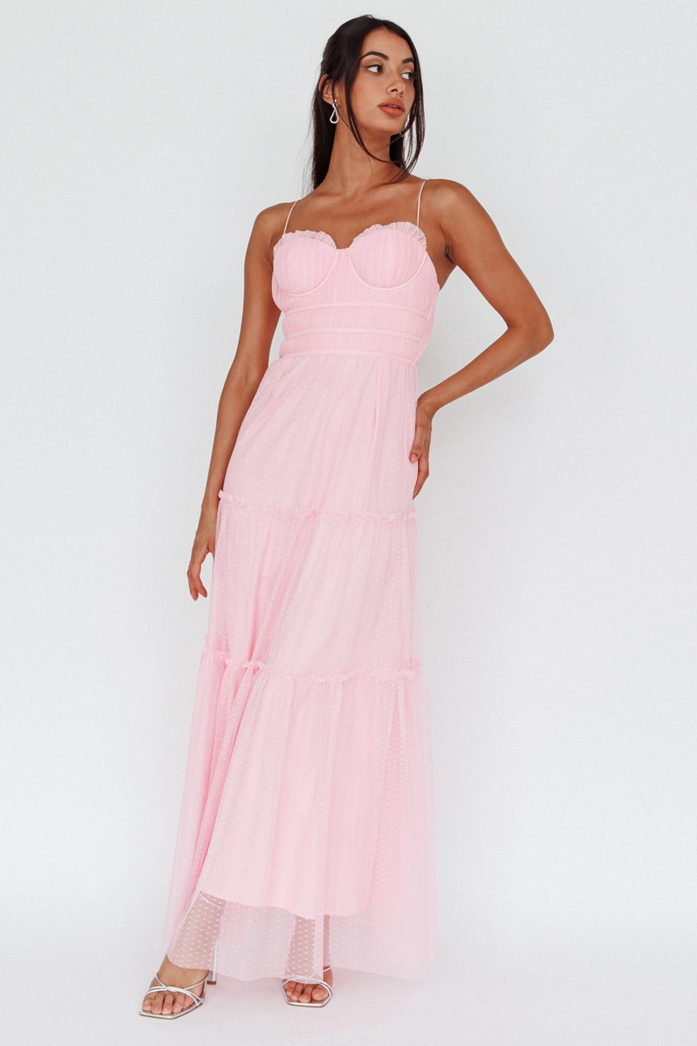 Calla Sweetheart Neckline Hail Spot Midi Dress Pink 3 Calla Sweetheart Neckline Hail Spot Midi Dress Pink - Image 3