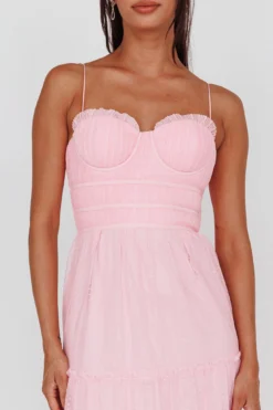 Calla Sweetheart Neckline Hail Spot Midi Dress Pink 8 Calla Sweetheart Neckline Hail Spot Midi Dress Pink -Cheap Dress Store AH0114H 20PINK 4