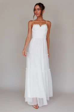 Calla Sweetheart Neckline Hail Spot Midi Dress White -Cheap Dress Store AH0114H 20WHITE 6