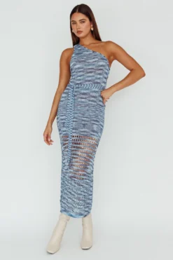Tyanna One-Shoulder Knit Midi Dress Blue Multi -Cheap Dress Store AH0232B 20BLUE 20MULTI 2