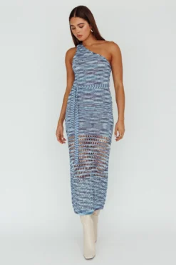 Tyanna One-Shoulder Knit Midi Dress Blue Multi -Cheap Dress Store AH0232B 20BLUE 20MULTI 5