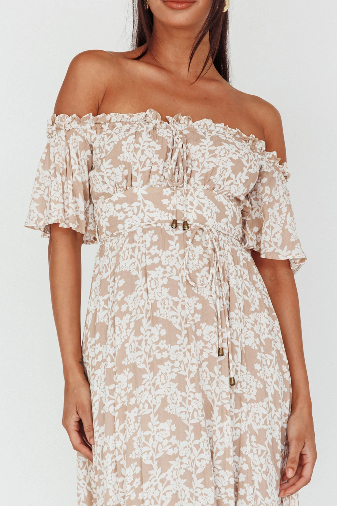 Voyager Off-Shoulder Bell Sleeve Midi Dress Floral Blush 2 Voyager Off-Shoulder Bell Sleeve Midi Dress Floral Blush - Image 2