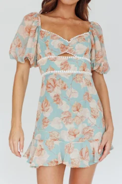 Catch Feelings Sweetheart Puff Sleeve Mini Dress Leaves Blue 9 Catch Feelings Sweetheart Puff Sleeve Mini Dress Leaves Blue -Cheap Dress Store CM1179B09 20BLUE 4