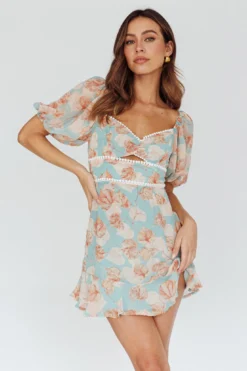 Catch Feelings Sweetheart Puff Sleeve Mini Dress Leaves Blue 11 Catch Feelings Sweetheart Puff Sleeve Mini Dress Leaves Blue -Cheap Dress Store CM1179B09 20BLUE 6