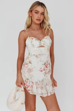 Catch Feelings Tied Shoulder Sweetheart Neckline Dress Floral Print White 9 Catch Feelings Tied Shoulder Sweetheart Neckline Dress Floral Print White -Cheap Dress Store CM1179B13 20WHITE 5