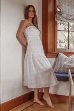 Chasing Sunshine Strapless Midi Dress White -Cheap Dress Store CM1262B01 20WHITE 6