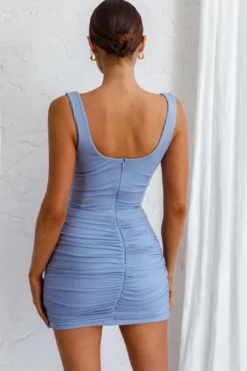 Laken Cut-Out Bodice Ruched Side Mini Dress Blue -Cheap Dress Store CM1340D 20BLUE 7