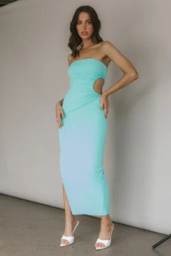 Taking Bets Strapless Cut-Out Midi Dress Mint -Cheap Dress Store CM1362B02 20MINT 2