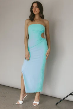 Taking Bets Strapless Cut-Out Midi Dress Mint -Cheap Dress Store CM1362B02 20MINT 4