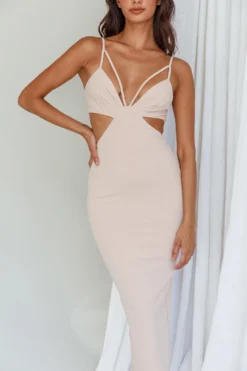 Sarita String Bust Midi Dress Beige 10 Sarita String Bust Midi Dress Beige -Cheap Dress Store CM1429B 20BEIGE 4