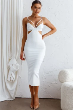 Sarita String Bust Midi Dress White 11 Sarita String Bust Midi Dress White -Cheap Dress Store CM1429B 20WHITE 5