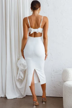 Sarita String Bust Midi Dress White 12 Sarita String Bust Midi Dress White -Cheap Dress Store CM1429B 20WHITE 6