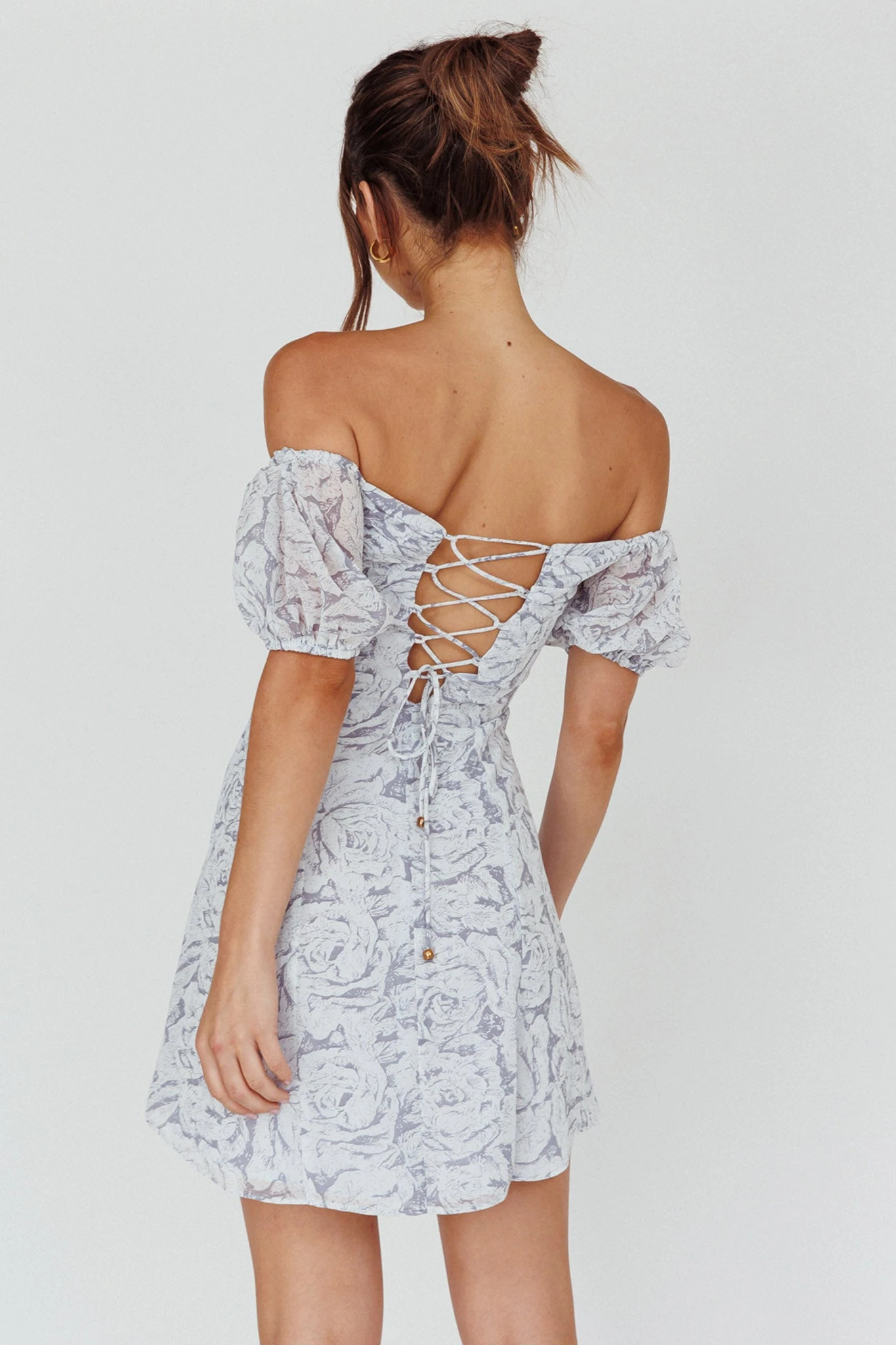 Summer To Remember Lace-Up Back Dress Floral Ink 2 Summer To Remember Lace-Up Back Dress Floral Ink - Image 2