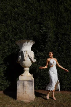 Rising Sun Cut-Out Bodice Dress Floral Print Sage -Cheap Dress Store CM1456B 20SAGE 9