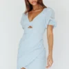 Santa Cruz Sun Puff Sleeve Eyelet Dress Blue