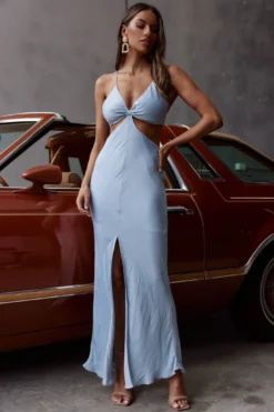 All That Glitters Front Split Tied Back Maxi Dress Blue 11 All That Glitters Front Split Tied Back Maxi Dress Blue -Cheap Dress Store CM1512B BLUE 5