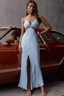 All That Glitters Front Split Tied Back Maxi Dress Blue 12 All That Glitters Front Split Tied Back Maxi Dress Blue -Cheap Dress Store CM1512B BLUE 6