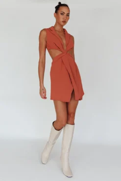 Milarni Collared Cut-Out Mini Dress Rose -Cheap Dress Store CM1611D 20ROSE 2