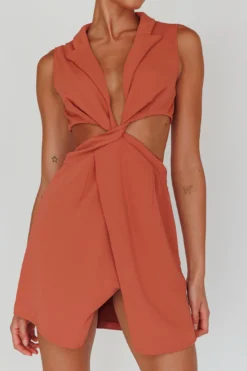 Milarni Collared Cut-Out Mini Dress Rose -Cheap Dress Store CM1611D 20ROSE 4