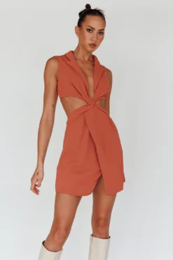 Milarni Collared Cut-Out Mini Dress Rose -Cheap Dress Store CM1611D 20ROSE 5