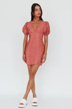 Aylina Scalloped Lace Mini Dress Rose -Cheap Dress Store CM1623B01 20ROSE 2