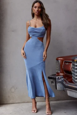 Mamacita Pleated Bust Midi Dress Midnight Blue -Cheap Dress Store CM1661D 20MIDNIGHT 20BLUE 2