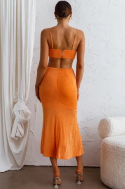 Mamacita Pleated Bust Midi Dress Tangerine -Cheap Dress Store CM1661D 20TANGERINE 5