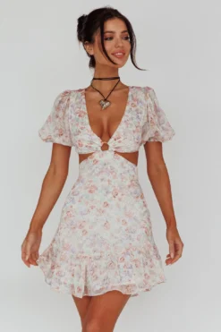 Graciele Laced Back Cut-Out Mini Dress Floral Blush