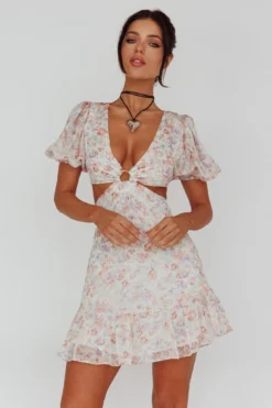 Graciele Laced Back Cut-Out Mini Dress Floral Blush -Cheap Dress Store CM1745J 20BLUSH 6