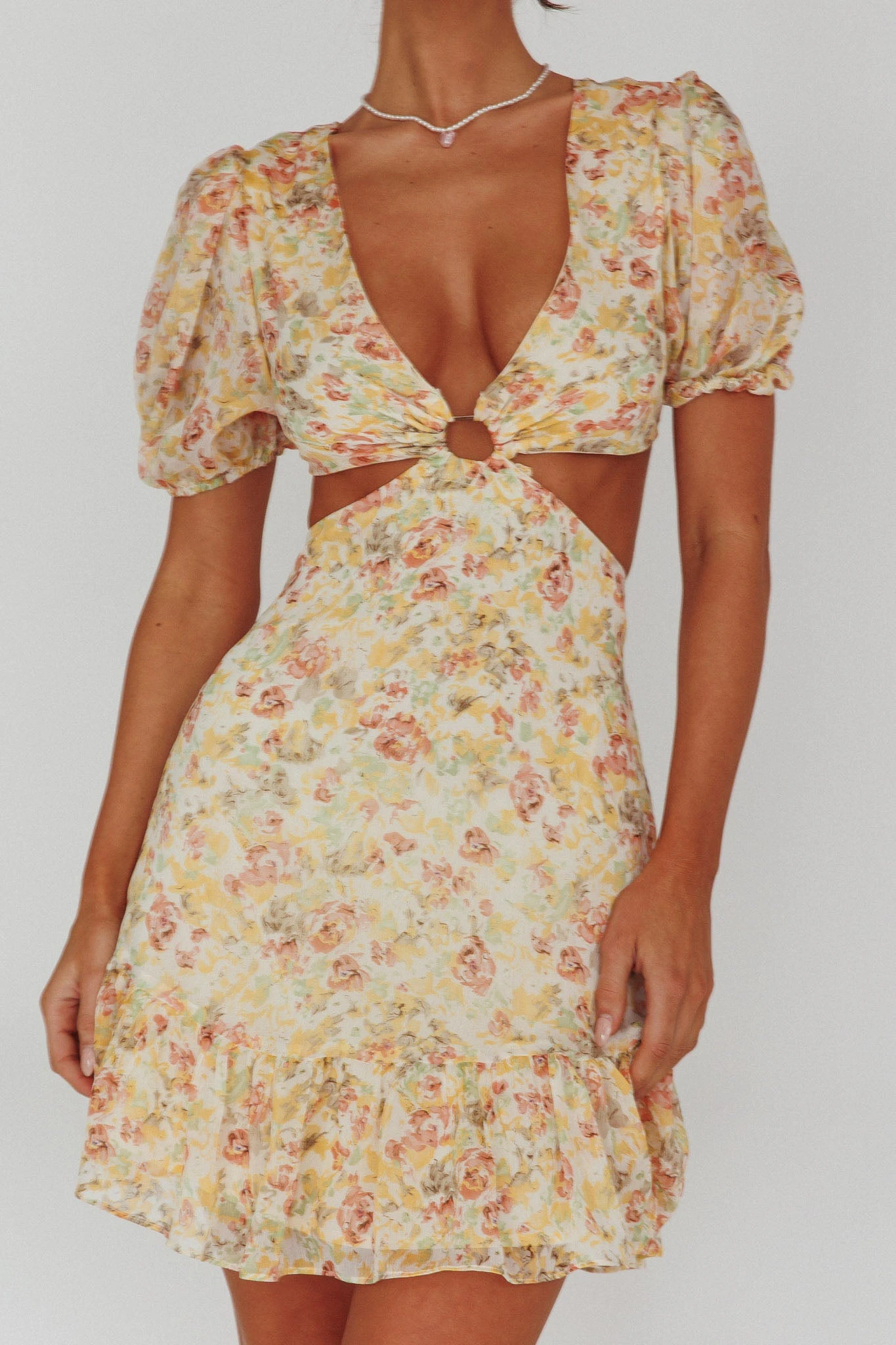 Graciele Laced Back Cut-Out Mini Dress Floral Orange 4 Graciele Laced Back Cut-Out Mini Dress Floral Orange - Image 4