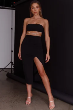 Nohemi Strapless Diamante Midi Dress Black 16 Nohemi Strapless Diamante Midi Dress Black -Cheap Dress Store CM1934J 20BLACK 8