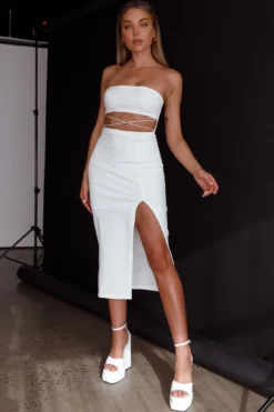 Nohemi Strapless Diamante Midi Dress White -Cheap Dress Store CM1934J 20WHITE 5