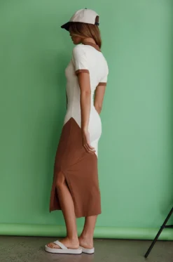 Regatta Lace-Up Polo Shirt Midi Dress Mocha -Cheap Dress Store CM1936D 20MOCHA 7