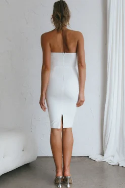 Pernille Strapless Ruched Knee Length Dress White 13 Pernille Strapless Ruched Knee Length Dress White -Cheap Dress Store CM2042J 20WHITE 7