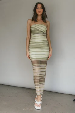 Island Life Strapless Maxi Dress Lime -Cheap Dress Store CM4068D 20LIME 2