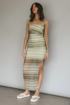 Island Life Strapless Maxi Dress Lime -Cheap Dress Store CM4068D 20LIME 4