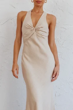 Coastal Charm Twist Back Maxi Dress Oat 11 Coastal Charm Twist Back Maxi Dress Oat -Cheap Dress Store CM4090D 20OAT 4
