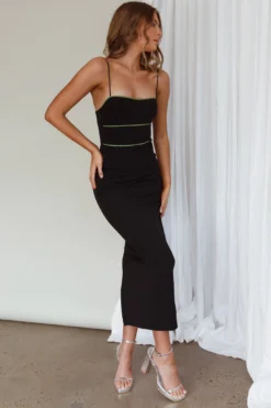 Esperance Diamante Trim Midi Dress Black -Cheap Dress Store CM4095D 20BLACK 2