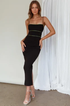 Esperance Diamante Trim Midi Dress Black -Cheap Dress Store CM4095D 20BLACK 5