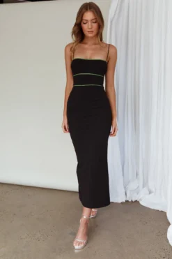 Esperance Diamante Trim Midi Dress Black -Cheap Dress Store CM4095D 20BLACK 6