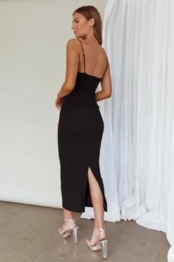 Esperance Diamante Trim Midi Dress Black -Cheap Dress Store CM4095D 20BLACK 7